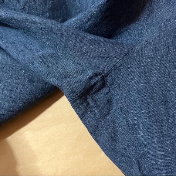 Flax | Linen Kate Pants Crop High Rise Wide Leg Pull-On Flood Lagenlook Size M - Picture 7 of 12